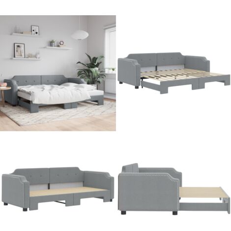 Sofá cama nido tela gris claro 90x200 cm - Cama nido - Sofá cama 2 en 1