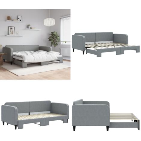 Sofá cama nido tela gris claro 90x200 cm - Cama nido - Sofá cama 2 en 1