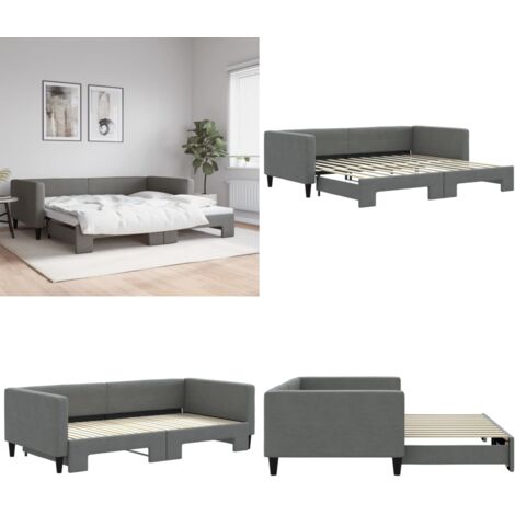Sofá cama nido tela gris oscuro 100x200 cm - Cama nido - Sofá cama 2 en 1