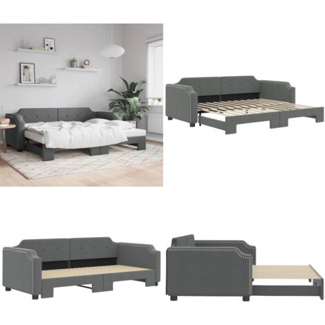 Sofá cama nido tela gris oscuro 100x200 cm - Cama nido - Sofá cama 2 en 1