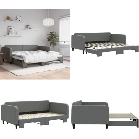 Sofá cama nido tela gris oscuro 100x200 cm - Sofá cama nido - Sofá cama 2 en 1