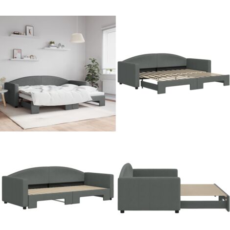 Sofá cama nido tela gris oscuro 90x200 cm - Sofá cama nido - Sofá cama 2 en 1
