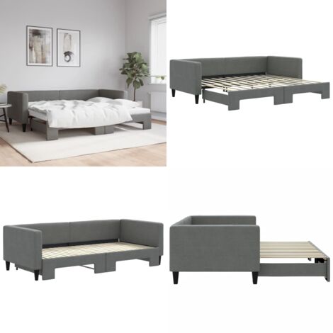 Sofá cama nido tela gris oscuro 90x200 cm - Sofá cama nido - Sofá cama 2 en 1