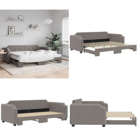 Sofá cama nido tela gris taupe 100x200 cm - Cama nido - Sofá cama 2 en 1