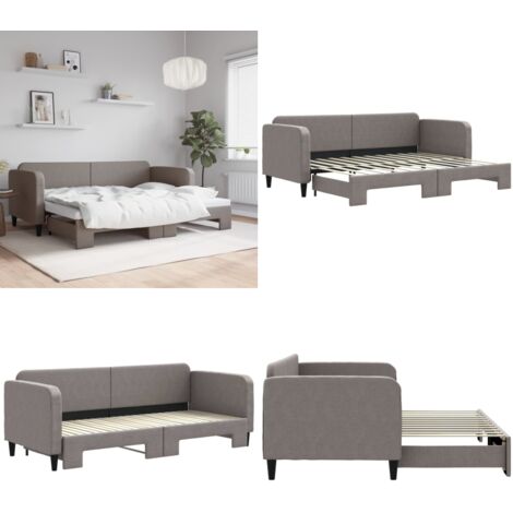 Sofá cama nido tela gris taupe 80x200 cm - Cama nido - Sofá cama 2 en 1