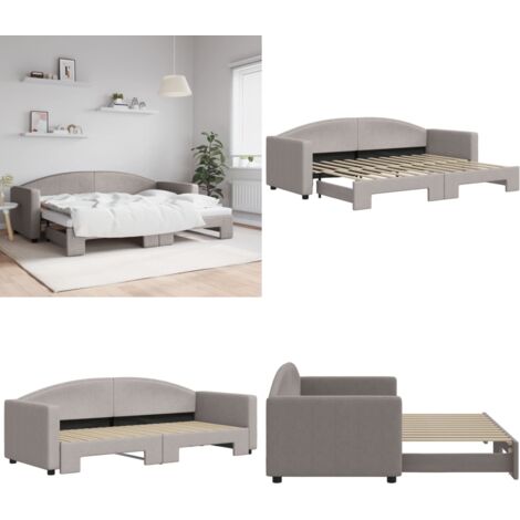 Sofá cama nido tela gris taupe 80x200 cm - Cama nido - Sofá cama 2 en 1