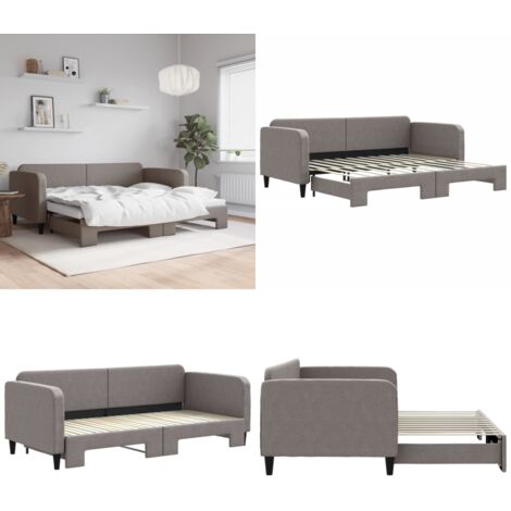 Sofá cama nido tela gris taupe 90x200 cm - Cama nido - Sofá cama 2 en 1