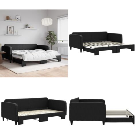 Sofá cama nido tela negro 100x200 cm - Cama nido - Sofá cama 2 en 1