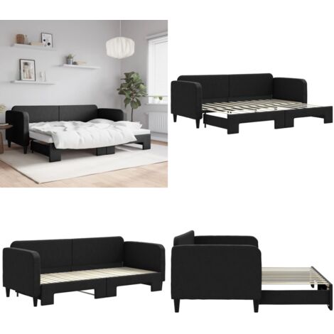 Sofá cama nido tela negro 80x200 cm - Cama nido - Sofá cama 2 en 1