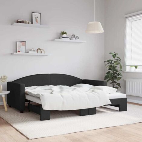 Sofá cama nido tela negro 90x190 cm