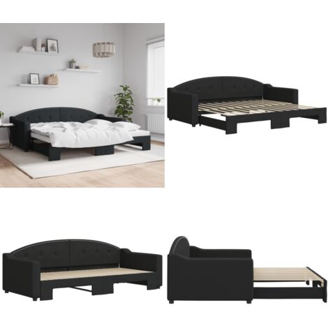 Sofá cama nido tela negro 90x200 cm - Cama nido - Sofá cama 2 en 1