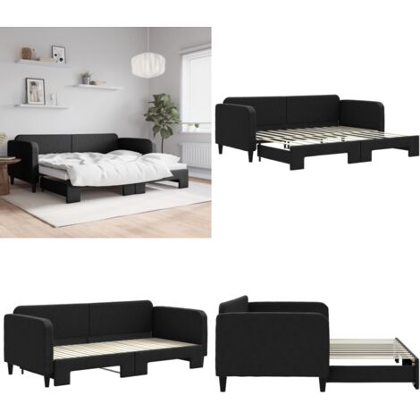 Sofá cama nido tela negro 90x200 cm - Cama nido - Sofá cama 2 en 1
