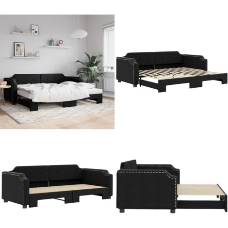 Sofá cama nido tela negro 90x200 cm - Sofá cama nido - Sofá cama 2 en 1