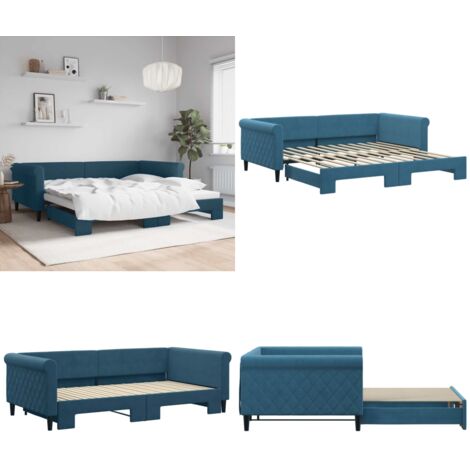 Sofá cama nido terciopelo azul 100x200 cm - Cama nido - Sofá cama azul