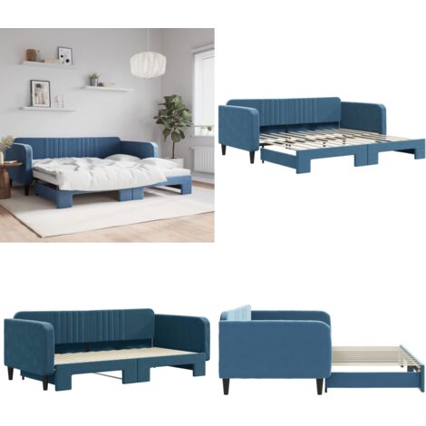 Sofá cama nido terciopelo azul 100x200 cm - Cama nido - Sofá cama azul
