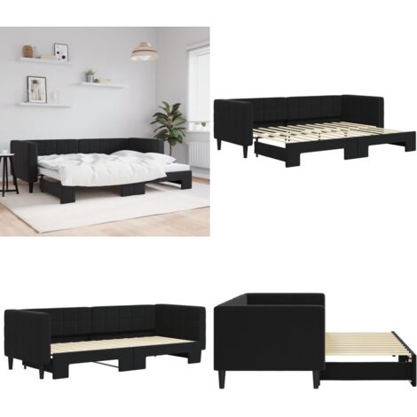 Sofá cama nido terciopelo negro 80x200 cm - Sofá cama nido - Sofá cama 2 en 1