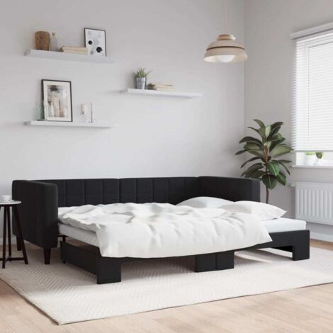 Sofá cama nido terciopelo negro 90x190 cm