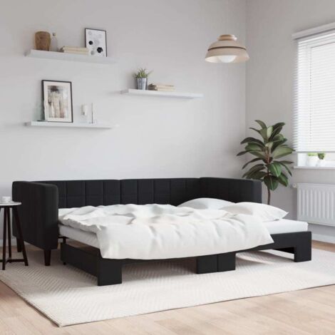 Sofá cama nido terciopelo negro 90x200 cm
