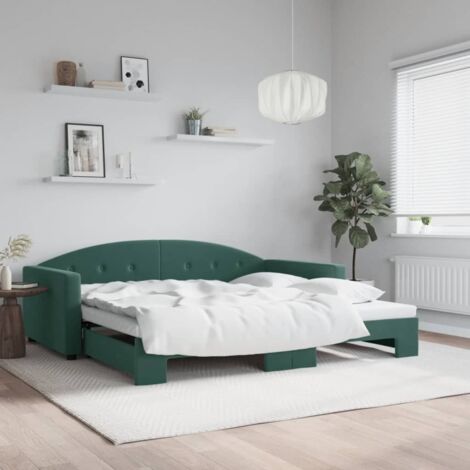 Sofá cama nido terciopelo verde oscuro 100x200 cm vidaXL