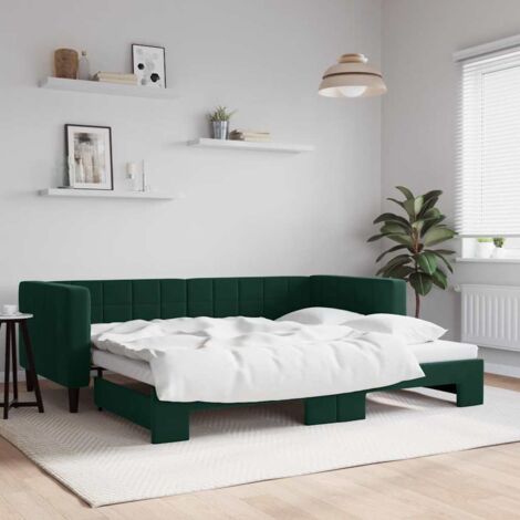 Sofá cama nido terciopelo verde oscuro 90x200 cm