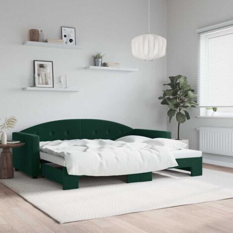 Sofá cama nido terciopelo verde oscuro 90x200 cm