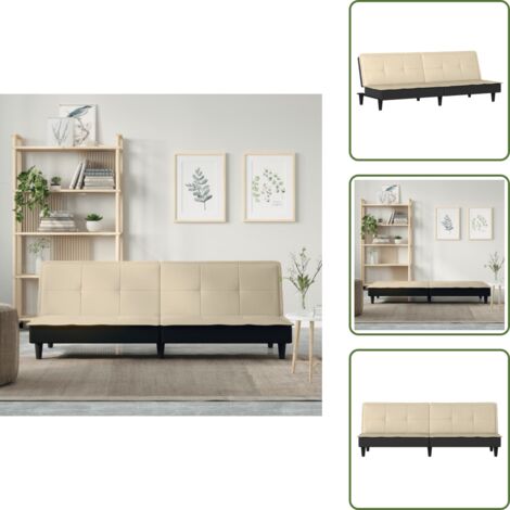Sofá cama para dormir - vidaXL Sofá cama de tela color crema - Sofá cama para invitados