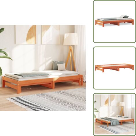 Sofá cama para invitados - vidaXL Sofá cama nido madera maciza de pino marrón cera 90x190 cm - Sofá cama extraíble