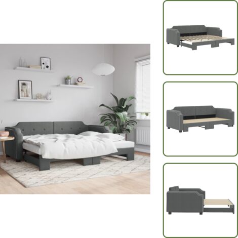 Sofá cama para salón - vidaXL Sofá cama nido tela gris oscuro 100x200 cm - Sofá cama para dormitorio