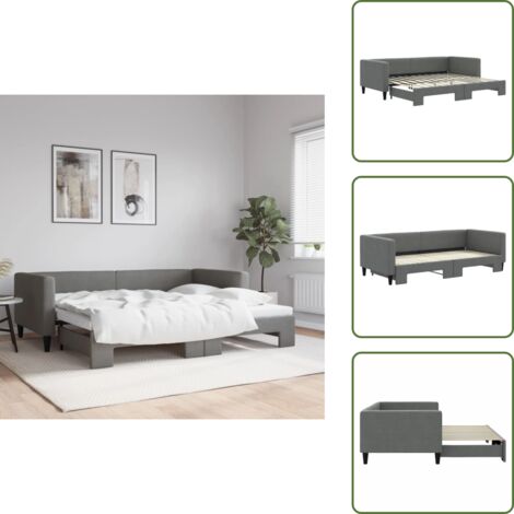 Sofá cama para salón - vidaXL Sofá cama nido tela gris oscuro 90x200 cm - Sofá cama para dormitorio