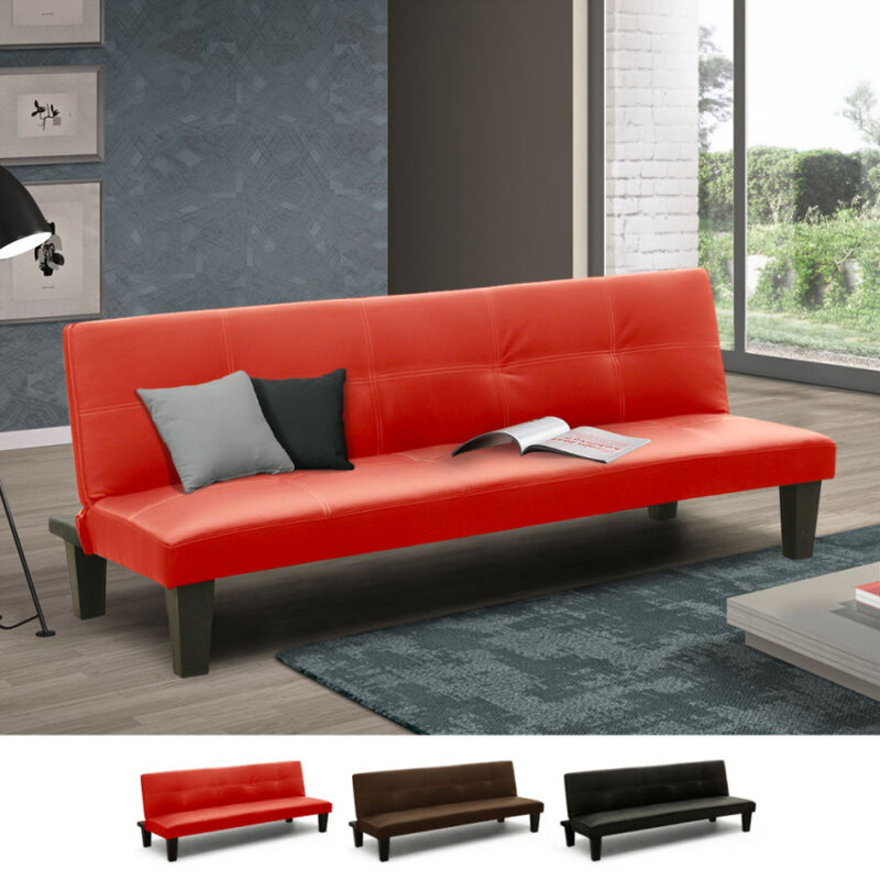 

Sofá cama pequeño con cuero sintético para estudio apartamento de dos habitaciones Topazio Joy | Color: Rojo