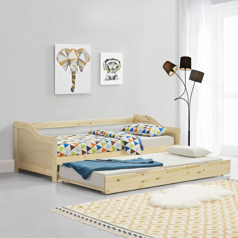 

Sofá Cama - Pino - 205x190,5x66cm - Cama extraíble - Canapé - Pino - Madera natural