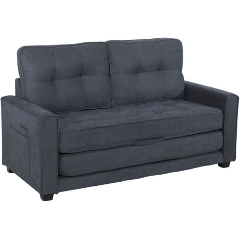 Sofá cama plegable doble con cojín de sofá con bolsillos laterales, tela de lino, ideal para espacios pequeños, habitaciones de invitados y oficinas en casa.