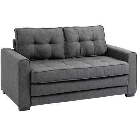 Sofá cama plegable doble, textura de lino gris, sofá tapizado con función de descanso, ideal para apartamentos pequeños y residencias de estudiantes.