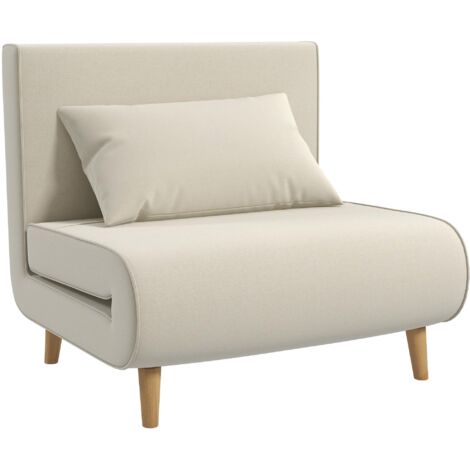 Sofá cama plegable individual, blanco, con aspecto de lino, con ángulo ajustable y función de descanso, ideal para relajarse en casa y recibir invitados.