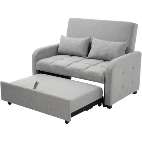 Sofá cama plegable multifuncional con respaldo ajustable, tela gris de algodón y lino, ideal para apartamentos pequeños y residencias de estudiantes.
