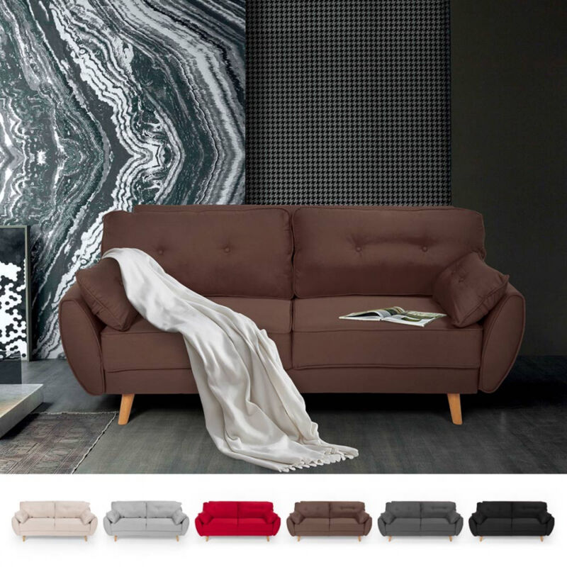 

Sofá cama reclinable de diseño nórdico clic clac 3 plazas en tejido Fortaleza | Color: Marrón