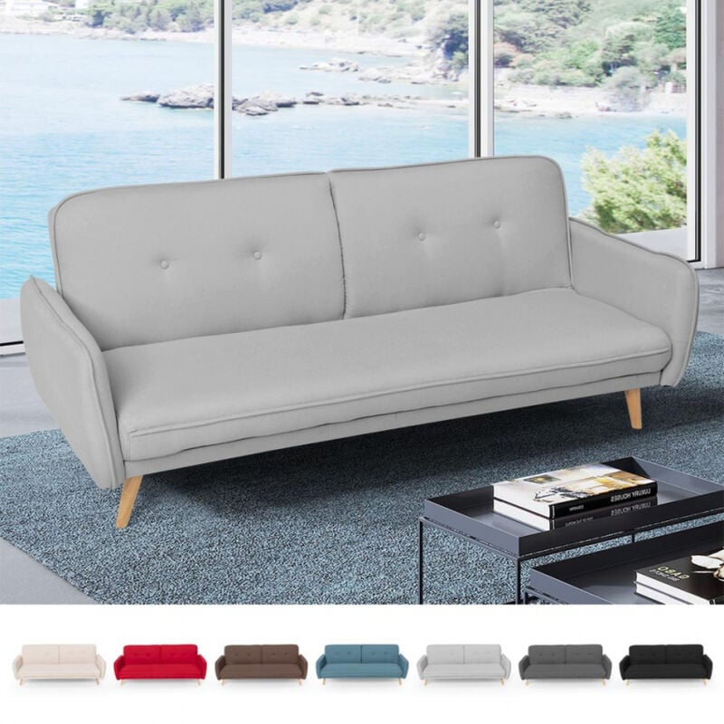

Sofá cama reclinable de diseño nórdico clic clac 3 plazas tejido Merida | Color: Gris