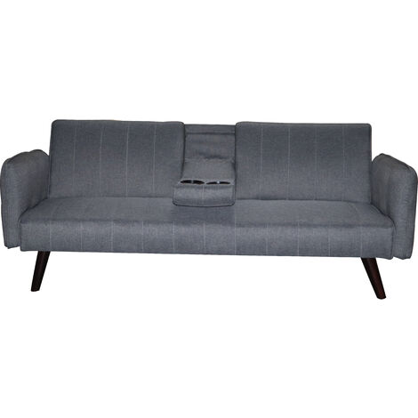 Sofá cama reclinable NAHIA sistema clic clac color gris OSCURO, Medidas  168x77CM Cama 168x90CM