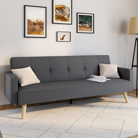Sofá cama recto escandinavo de 3 plazas LARS gris