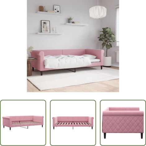 Sofá cama rosa -  Sofá cama sin colchón terciopelo rosa 90x200 cm