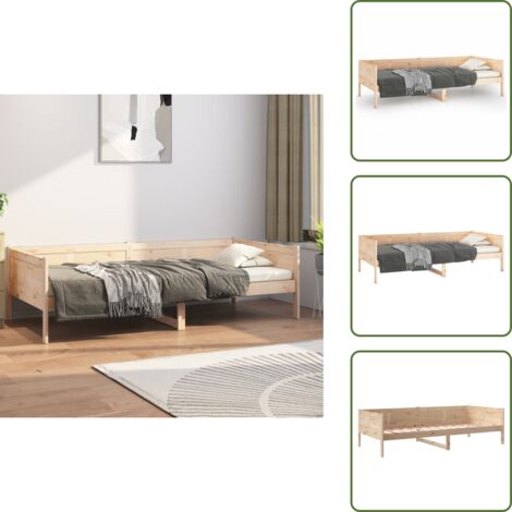 Sofá cama rústico - vidaXL Sofá cama madera maciza de pino 80x200 cm - Sofá cama para invitados