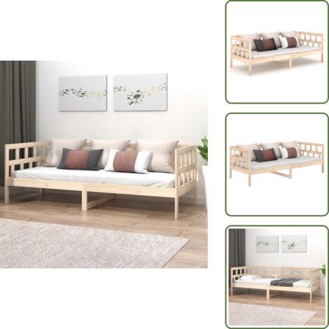 Sofá cama rústico - vidaXL Sofá cama madera maciza de pino 90x190 cm - Sofá cama para invitados