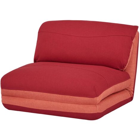 Sofá cama sillón funcional cama supletoria respaldo ajustable en 5 posiciones en tela naranja/rojo oscuro 040006258