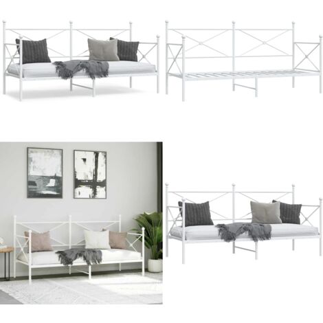 Sofá cama sin colchón cuero sintético blanco 90x200 cm acero - Colchón - Acero