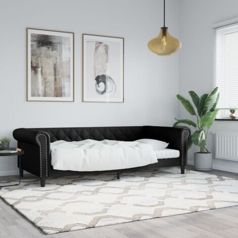Sofá cama sin colchón cuero sintético negro 80x200 cm vidaXL