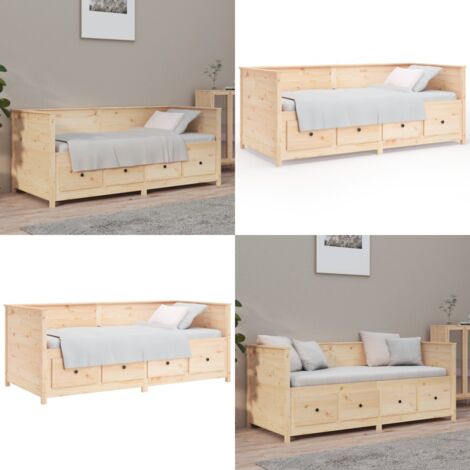 Sofá cama sin colchón madera maciza de pino 90x190 cm - Sofá cama de madera - Sofá cama sin colchón