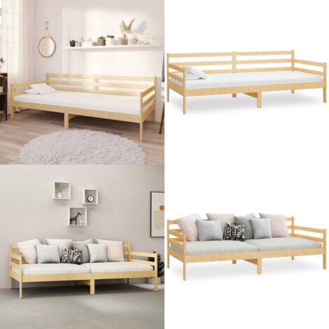 Sofá cama sin colchón madera maciza de pino 90x200 cm - Sofá cama de madera - Sofá cama sin colchón