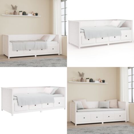 Sofá cama sin colchón madera maciza de pino blanco 80x200 cm - Sofá cama de madera - Sofá cama sin colchón