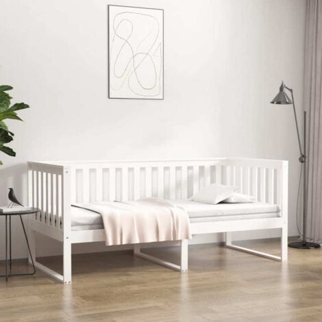 Sofá cama sin colchón madera maciza de pino blanco 90x190 cm