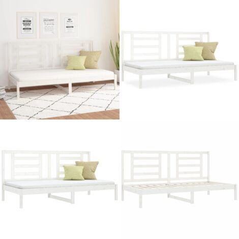 Sofá cama sin colchón madera maciza de pino blanco 90x200 cm - Sofá cama de madera - Sofá cama sin colchón